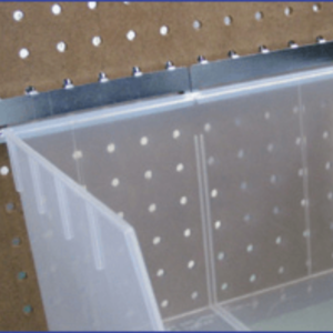 Close-up of Slatbox pegboard adapters