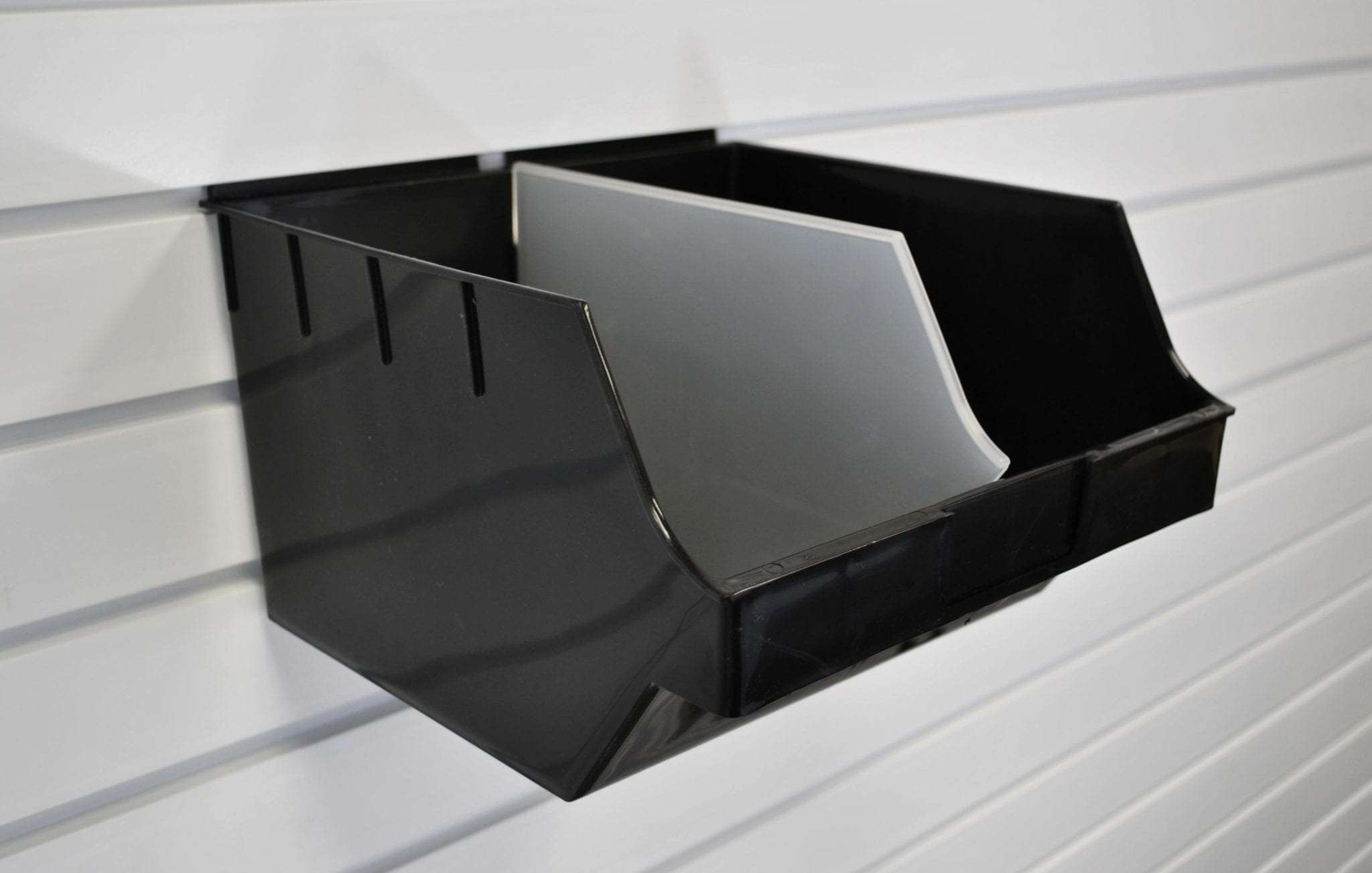 Black Storbox Big with C-Divider on Slatwall