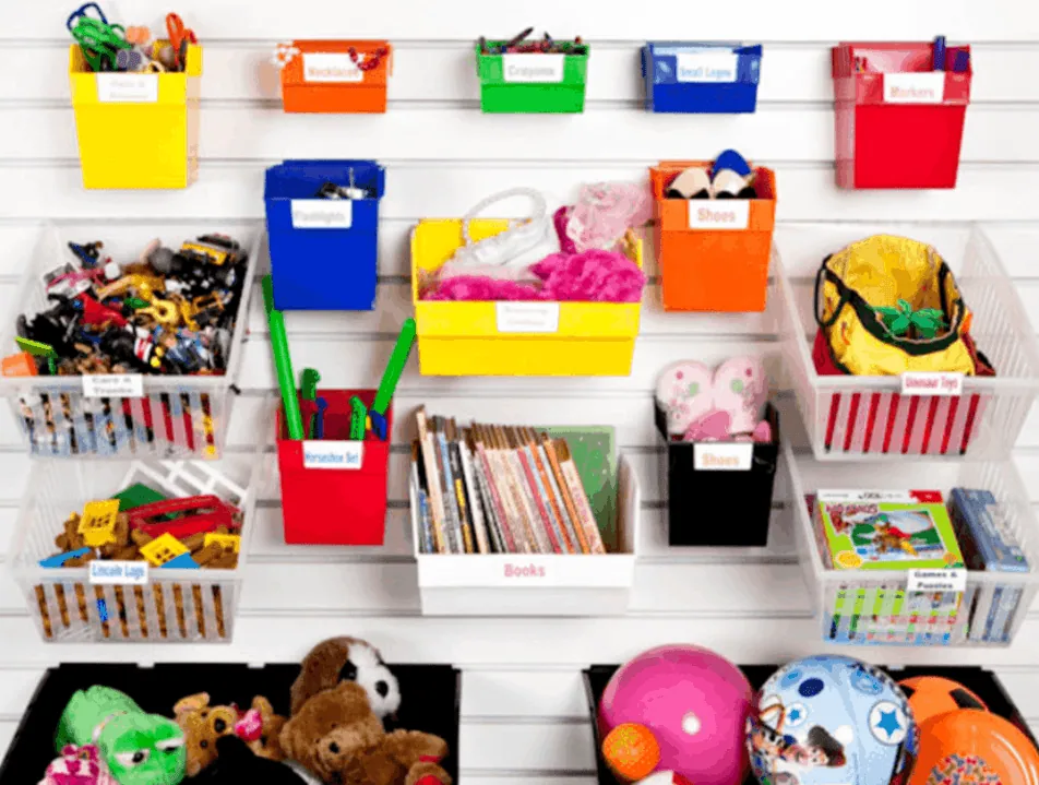 Storbox and Cratebox bins holding toys and stuffed animals